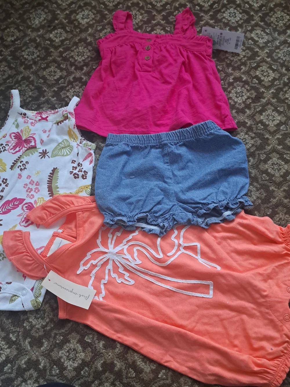 Carter's Bright Pink Baby Top Bundle 4 Set